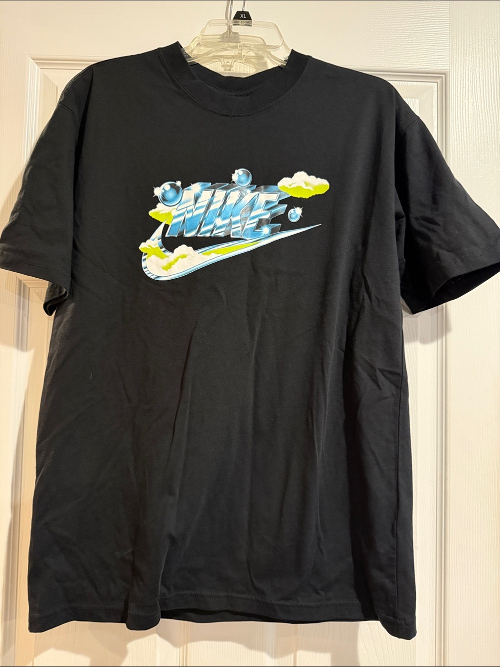 Nike Black Short-Sleeve Tee with Blue and Yellow Graphic